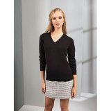 Dámsky sveter (PREMIER LADIES V-NECK KNITTED SWEATER) > čierna > L