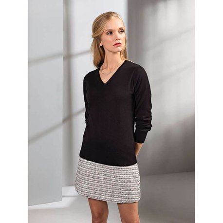 Dámsky sveter (PREMIER LADIES V-NECK KNITTED SWEATER) > čierna > L