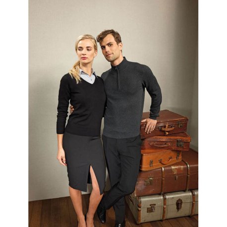 Dámsky sveter (PREMIER LADIES V-NECK KNITTED SWEATER) > čierna > L