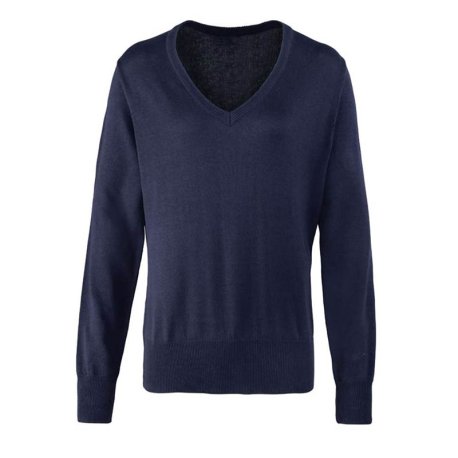 Dámsky sveter (PREMIER LADIES V-NECK KNITTED SWEATER) > modrá (navy) > 4XL