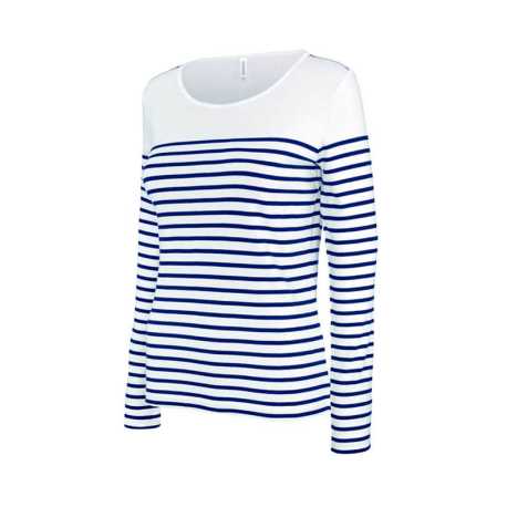 Dámske tričko (KARIBAN LADIES’S LONG SLEEVE MARINIERE)>biela (striped) / modrá (navy)>L