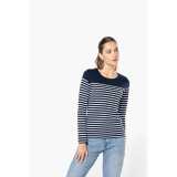 Dámske tričko (KARIBAN LADIES’S LONG SLEEVE MARINIERE)>biela (striped) / modrá (navy)>L