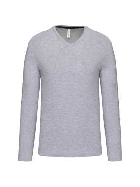 Pánske tričko ( Kariban Mens Long Sleeve V-Neck T-Shirt ) > šedá (oxford) > 2XL