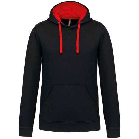 Unisex mikina ( KARIBAN CONTRAST HOODED SWEATSHIRT ) > čierna / červená > 4XL