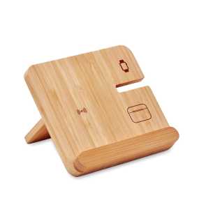 15W bezdrôtová nabíjačka 3v1 > drevo