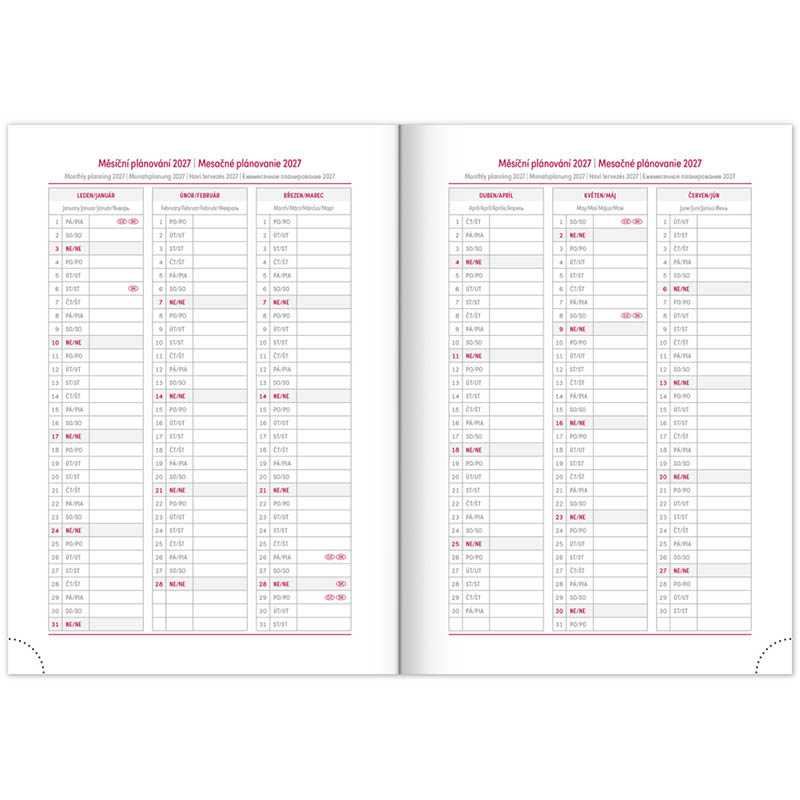 Diár (Aprint 2026) - 15 x 21 x 3 cm  > fialová > denný A5