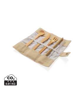 EKO cestovný príbor z bambusu > biela