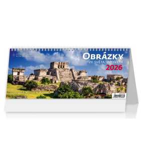 Stolový kalendár (Obrázky zo sveta 2026) - 32,1 x 16,9 cm