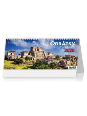 Stolový kalendár (Obrázky zo sveta 2026) - 32,1 x 16,9 cm