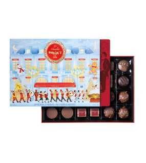 Red tin 22 assorted chocolates with Christmas sleeve 215 g Maxim’s
