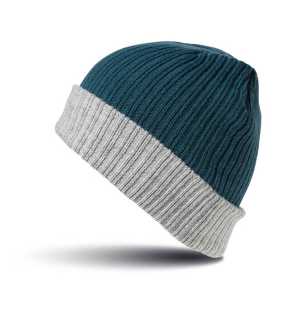 Čiapka (RESULT DOUBLE LAYER KNITTED HAT) > modrá (teal) / šedá