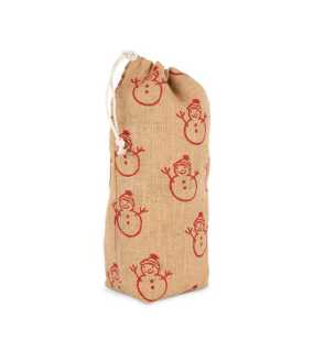 Taška na fľašu(BOTTLE CARRIER WITH CHRISTMAS PATTERNS)>prírodná(natural) / červená(cherry)