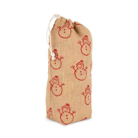 Taška na fľašu(BOTTLE CARRIER WITH CHRISTMAS PATTERNS)>prírodná(natural) / červená(cherry)