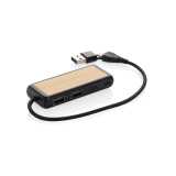 USB rozbočovač s duálnym vstupom Link z RCS plastu a bambusu > čierna