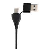 USB rozbočovač s duálnym vstupom Link z RCS plastu a bambusu > čierna