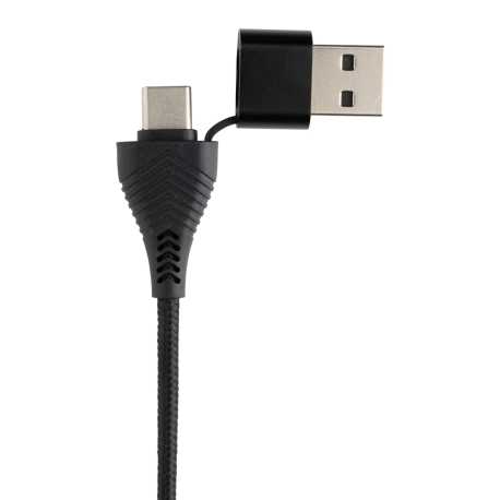 USB rozbočovač s duálnym vstupom Link z RCS plastu a bambusu > čierna