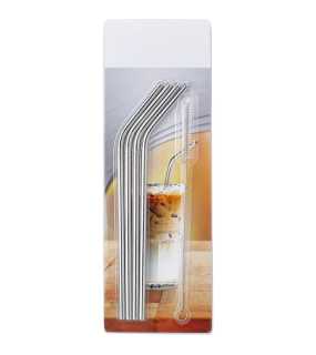 Sada 4 nerezových slamiek > strieborná