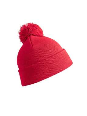 Detská zimná čiapka (RESULT W/E Junior Pom Pom Beanie Hat)>červená