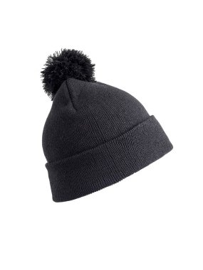Detská zimná čiapka (RESULT W/E Junior Pom Pom Beanie Hat)>čierna