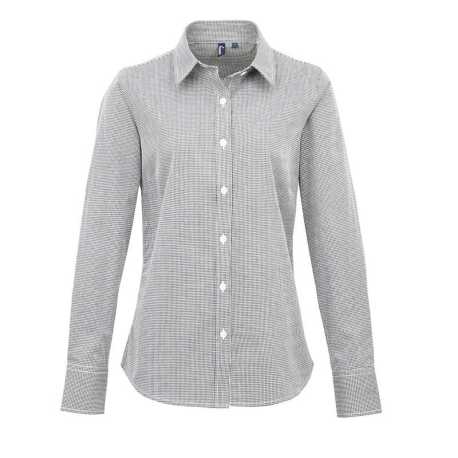 Dámska košeľa (PREMIER LADIES’ MICROCHECK LONG SLEEVE COTTON SHIRT)>čierna / biela>M