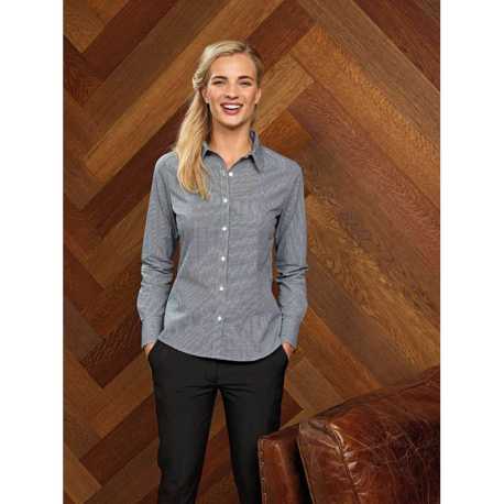 Dámska košeľa (PREMIER LADIES’ MICROCHECK LONG SLEEVE COTTON SHIRT)>čierna / biela>M