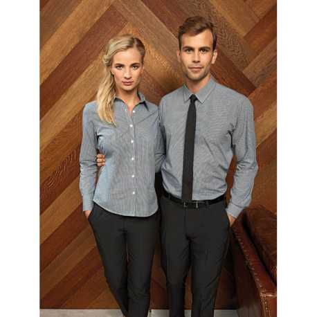 Dámska košeľa (PREMIER LADIES’ MICROCHECK LONG SLEEVE COTTON SHIRT)>čierna / biela>M