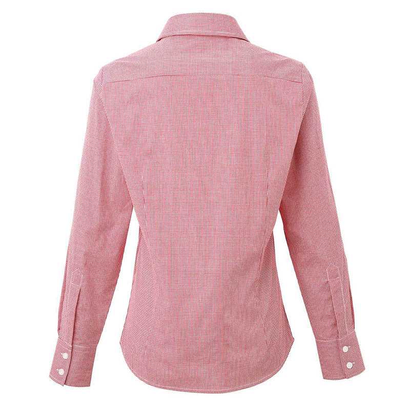 Dámska košeľa (PREMIER LADIES’ MICROCHECK LONG SLEEVE COTTON SHIRT)>čerená / biela>XS