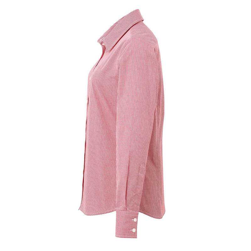 Dámska košeľa (PREMIER LADIES’ MICROCHECK LONG SLEEVE COTTON SHIRT)>čerená / biela>XS