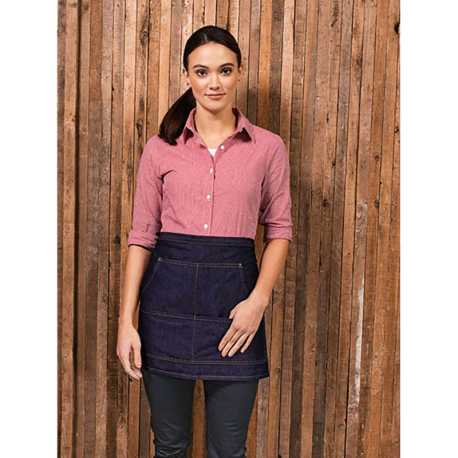 Dámska košeľa (PREMIER LADIES’ MICROCHECK LONG SLEEVE COTTON SHIRT)>čerená / biela>L