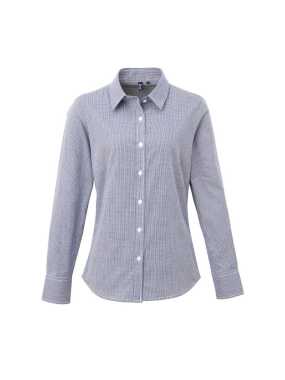 Dámska košeľa(PREMIER LADIES’ MICROCHECK LONG SLEEVE COTTON SHIRT)>modrá(navy) / biela>M