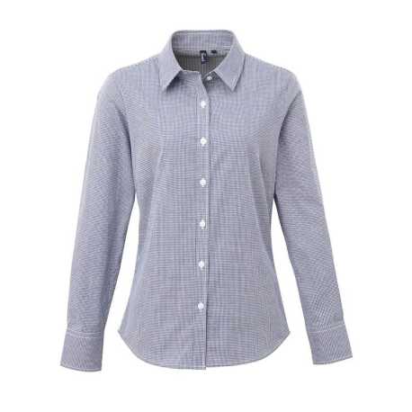 Dámska košeľa(PREMIER LADIES’ MICROCHECK LONG SLEEVE COTTON SHIRT)>modrá(navy) / biela>L