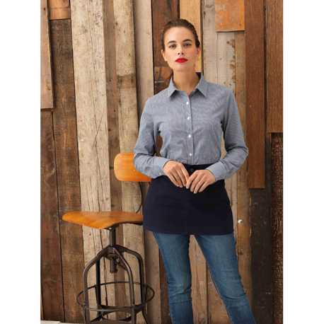 Dámska košeľa(PREMIER LADIES’ MICROCHECK LONG SLEEVE COTTON SHIRT)>modrá(navy) / biela>L