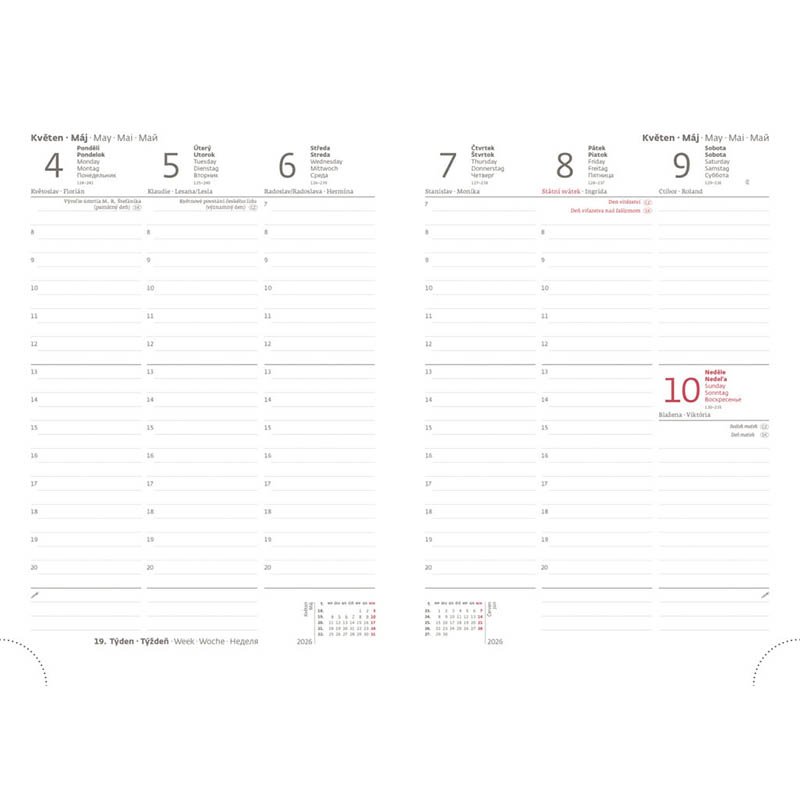 Diár s pútkom (BD+ 2026) - 14,5 x 20,5 cm > čierna / čierna > týždenný A5