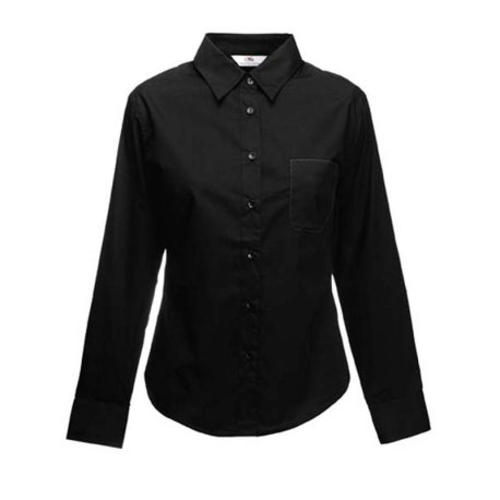 Dámska košeľa (FRUIT OF THE LOOM Lady-Fit Long Sleeve Poplin Shirt ) > čierna > L