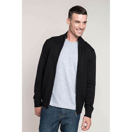 Pánsky sveter (KARIBAN MENS FULL ZIP CARDIGAN) > čierna > 2XL