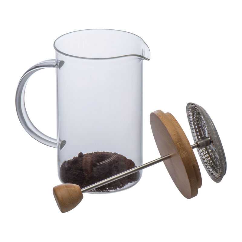 Sklenený kávovar alebo čajník s bambusovým vekom > translator
