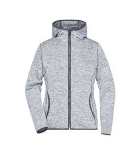 Dámska fleece bunda(JN Ladies' Knitted Fleece Hoody)>šedá(lightmelange) / šedá(carbon)>M