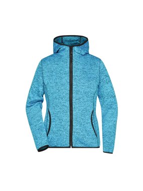 Dámska fleece bunda (JN Ladies' Knitted Fleece Hoody)>modrá (melange) / čierna>S