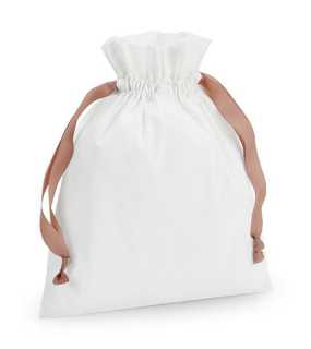 Vak so šnúrkami (WM Cotton Gift Bag with Ribbon Drawstring)>biela (soft) / ružová (rose)>L