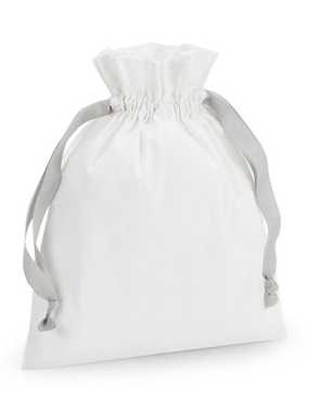 Vak so šnúrkami (WM Cotton Gift Bag with Ribbon Drawstring)>biela (soft) / šedá (light)>L