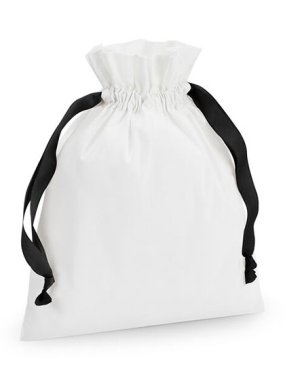 Vak so šnúrkami (WM Cotton Gift Bag with Ribbon Drawstring) > biela (soft) / čierna > S