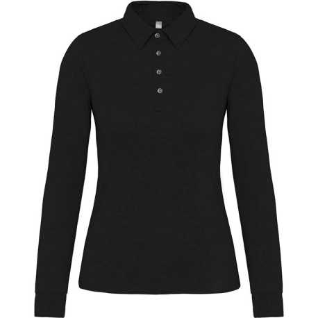 Dámska polokošeľa (Kariban LADIES' LONG SLEEVE JERSEY POLO SHIRT) > čierna > S