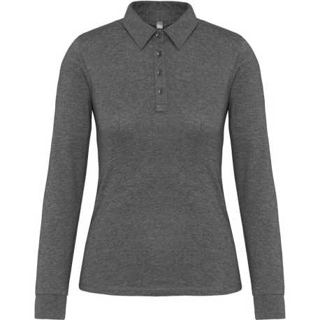 Dámska polokošeľa (Kariban LADIES' LONG SLEEVE JERSEY POLO SHIRT) > šedá (heather) > M