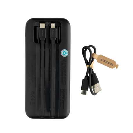 Powerbanka Turbopack 10000mAh s integr. káblami z RCS plastu > čierna