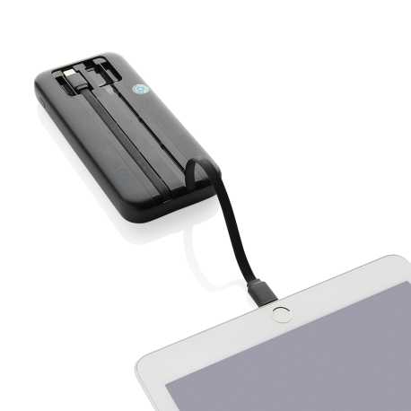 Powerbanka Turbopack 10000mAh s integr. káblami z RCS plastu > čierna