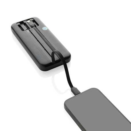 Powerbanka Turbopack 10000mAh s integr. káblami z RCS plastu > čierna
