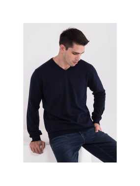 Pánsky sveter (Legend World Wide MEN’S V-NECK FINE GAUGE COTTON PULLOVER)>modrá (navy)>XL