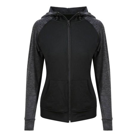 Dámska mikina (Just Cool WOMEN'S COOL CONTRAST ZOODIE)>čierna / čierna (slate melange)>L