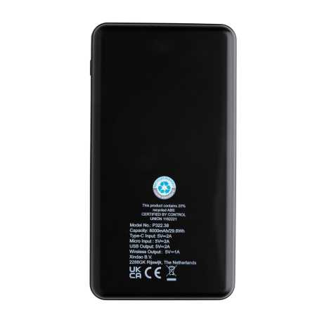 Bezdrôtová powerbanka 8 000 mAh z FSC bambusu a RCS Rplastu > hnedá