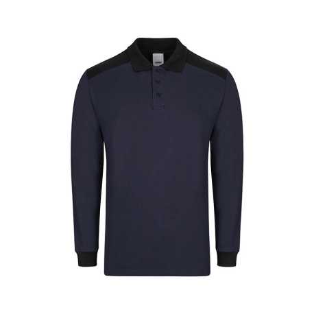 Pánska polokošeľa (VELILLA LONG SLEEVE TWO-TONE STRETCH POLO SHIRT)>modrá (navy)/čierna>L